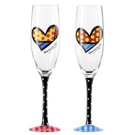 Set de 2 Verres à Champagne Coeurs - Romero Britto