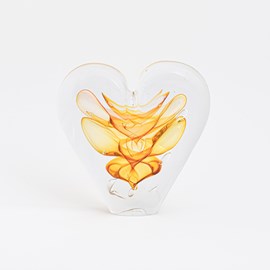 Sculpture en verre Coeur rouge / marron